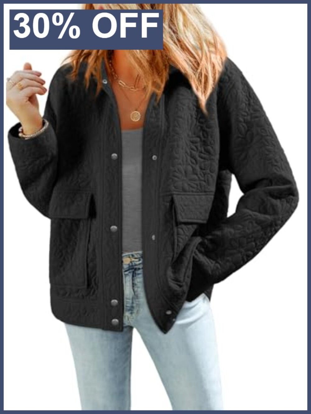 Warm Winter Long Sleeve Jacquard Button Up Casual Jacket for Women Loose Fit